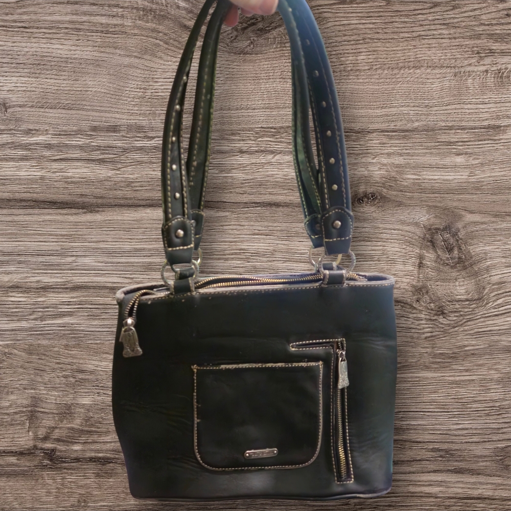 Elegant Fringe Shoulder Bag - Turquoise and Gray - Picture 5 of 14
